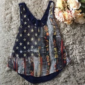 Flowy American flag print fashion tank